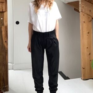 Great black suede leather pleated pants by Helmut Lang.